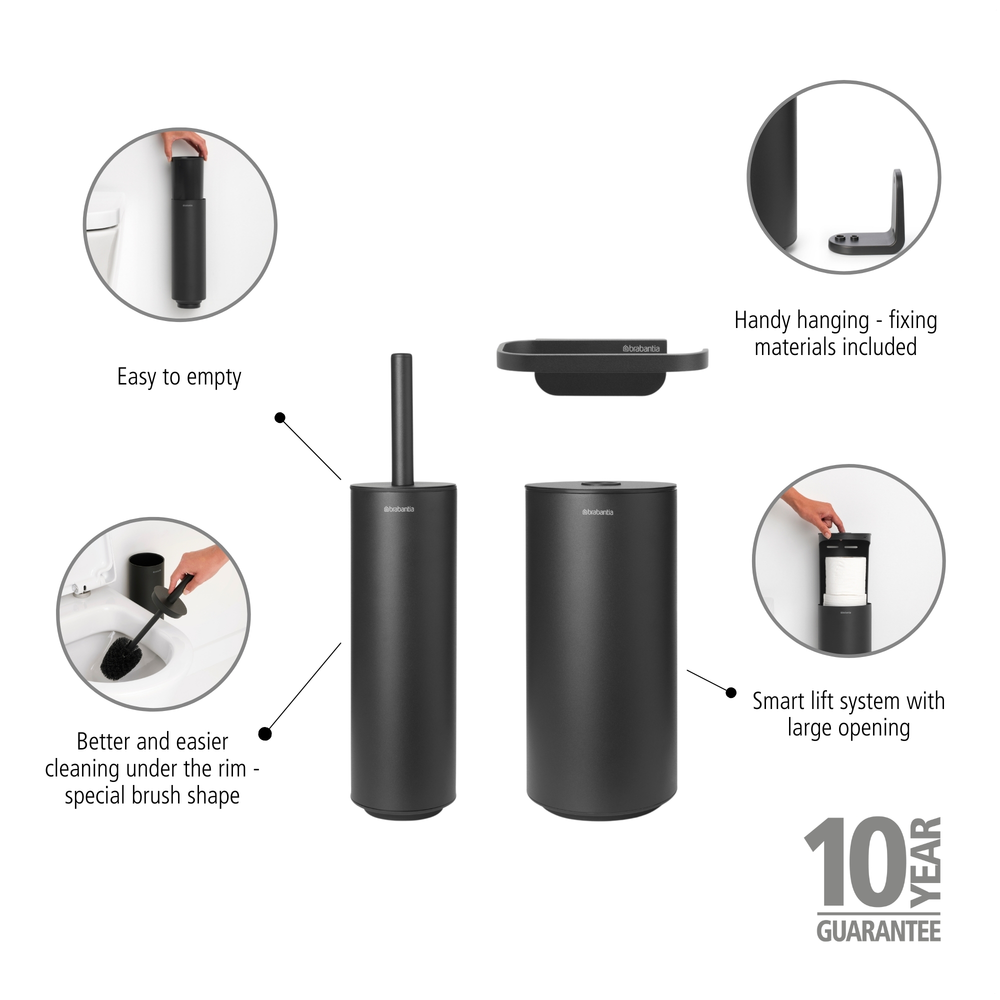 Brabantia MindSet WC doplňky, sada 3ks, minerální tmavěšedá