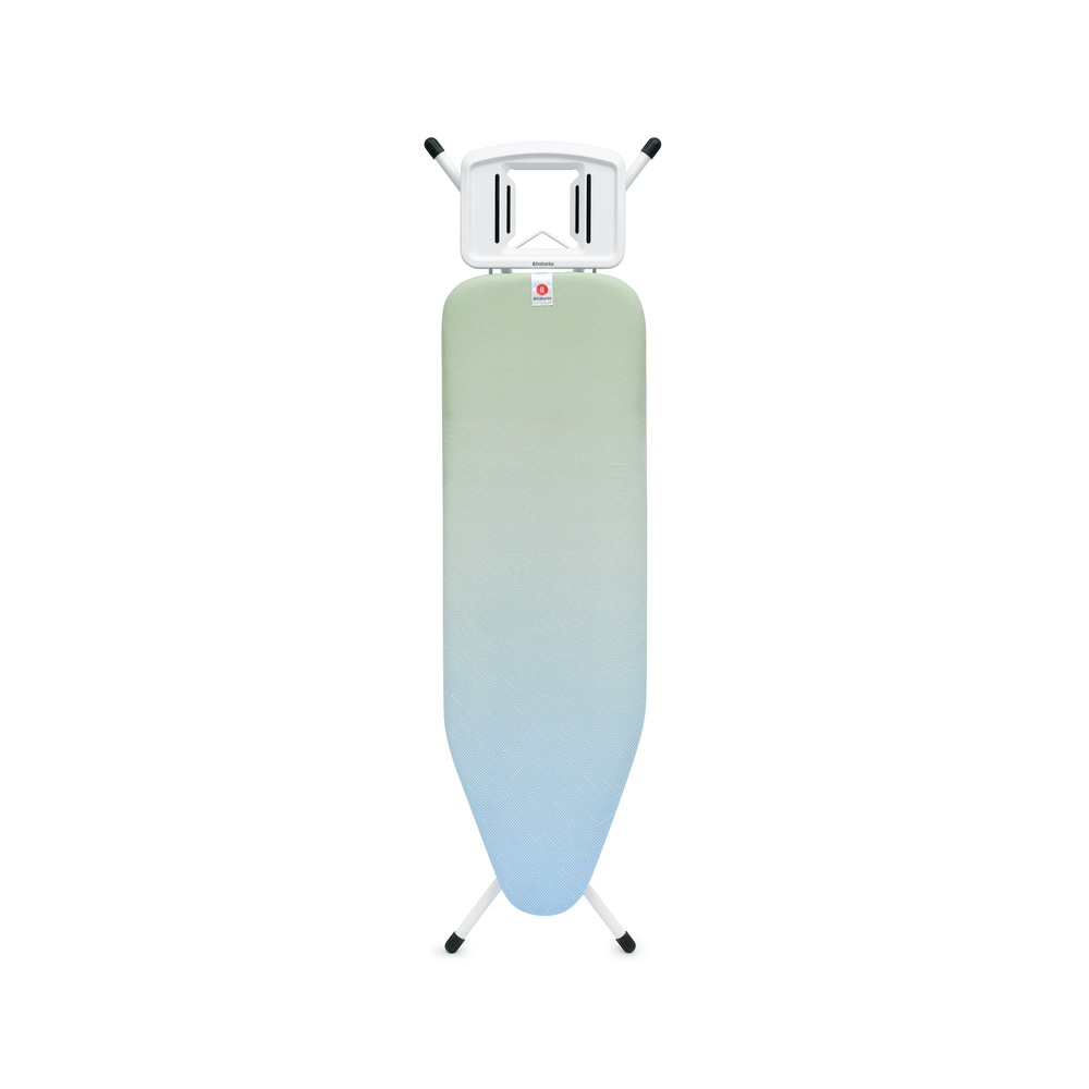 Brabantia žehlicí prkno B, 124x38 cm, pevná napařovací podložka na žehličku, Soothing Sea