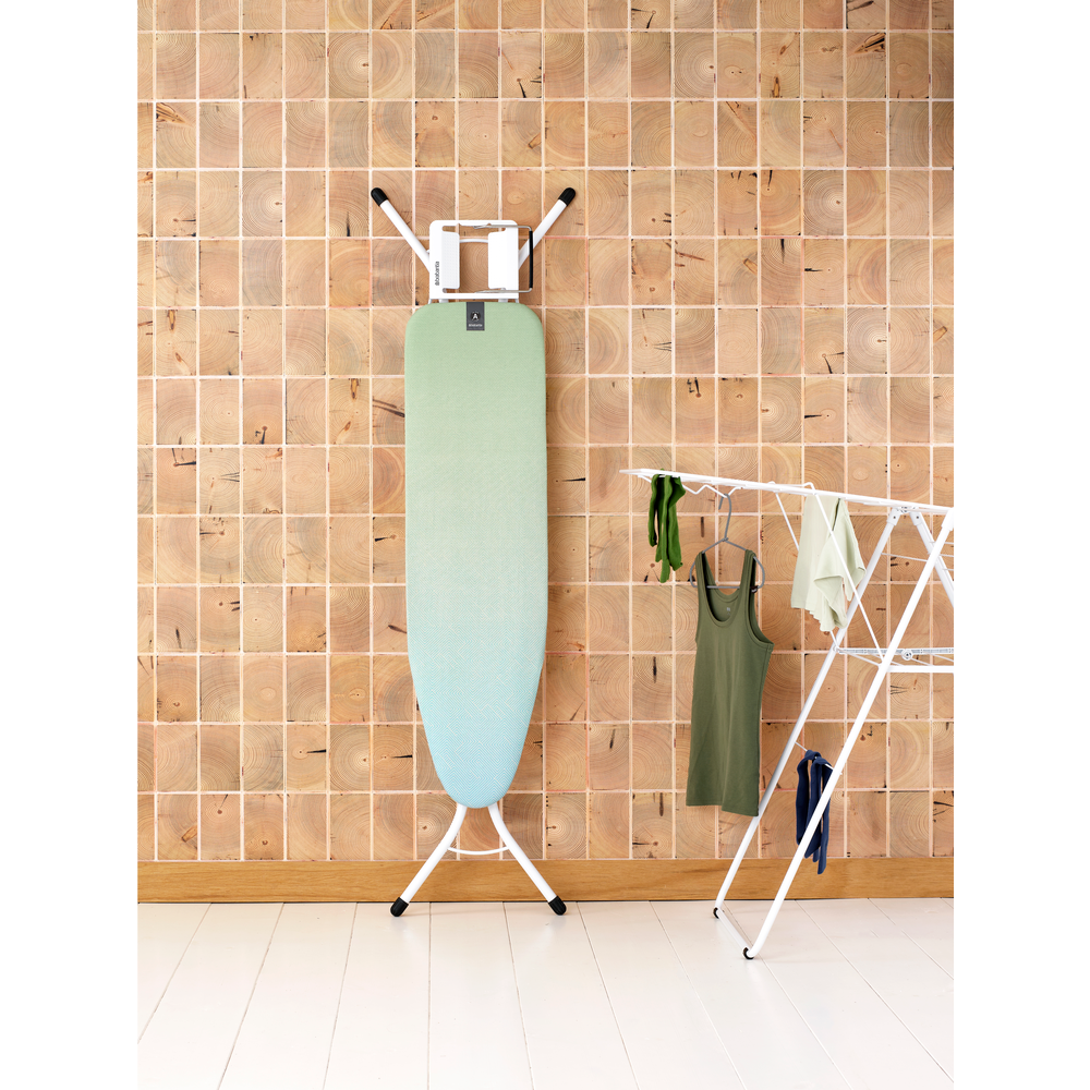 Brabantia žehlicí prkno A, 110x30cm, odkládací plocha pro žehličky, bílý rám 22mm, Soothing Sea