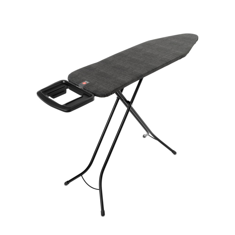 Brabantia žehlicí prkno B, 124x38cm, pevná odkládací plocha pro žehličky, černý rám 22mm, Denim Black