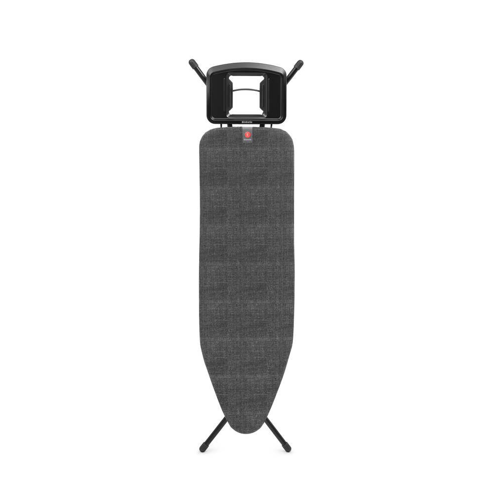 Brabantia žehlicí prkno B, 124x38cm, pevná odkládací plocha pro žehličky, černý rám 22mm, Denim Black
