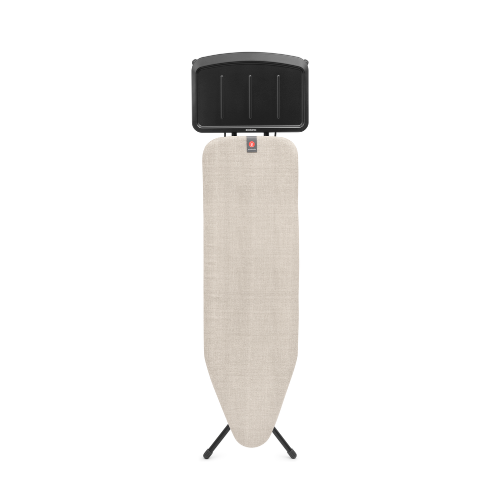 Brabantia žehlicí prkno B, 124x38cm, Pevný držák pro parní jednotku, černý rám 25mm, Denim Grey