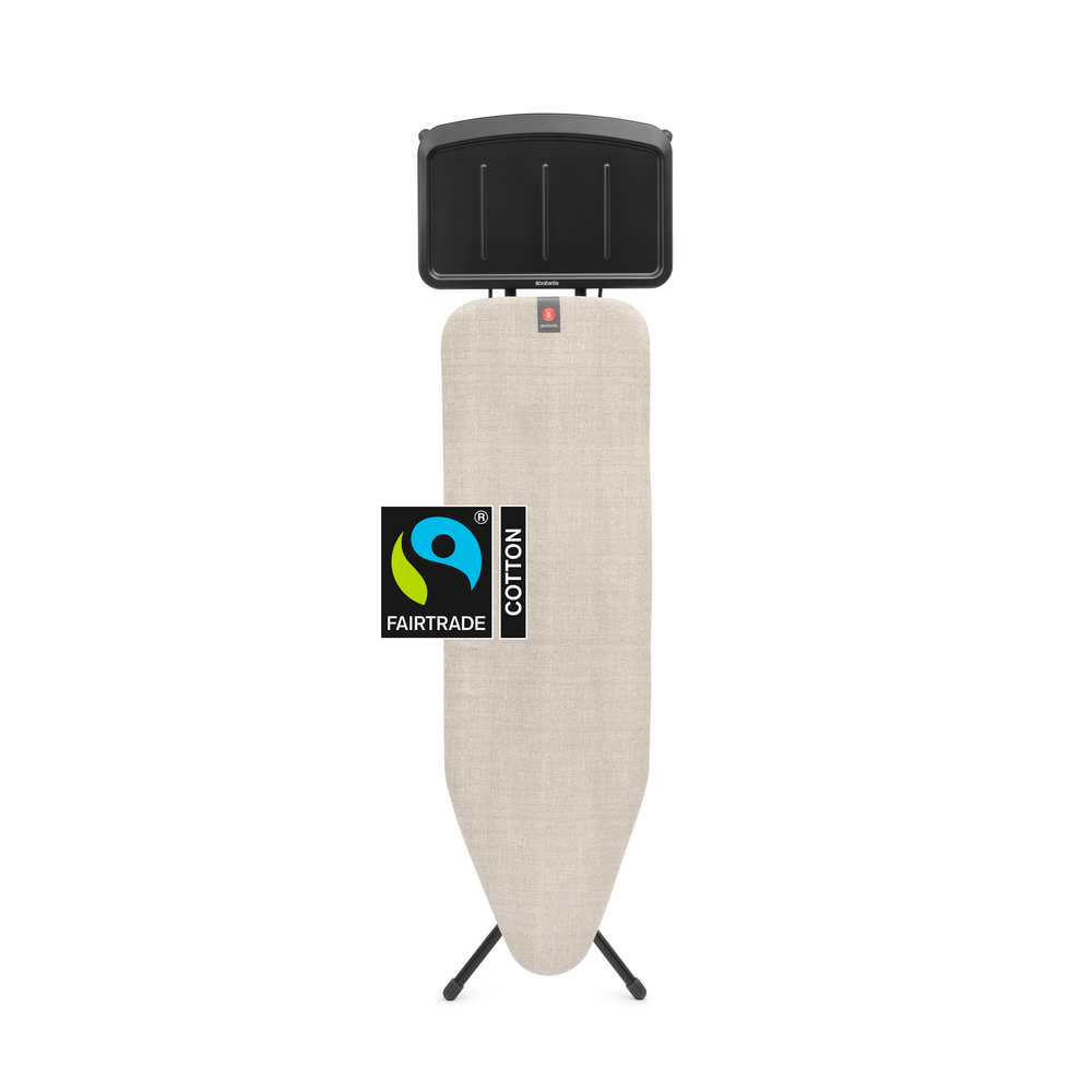 Brabantia žehlicí prkno B, 124x38cm, Pevný držák pro parní jednotku, černý rám 25mm, Denim Grey