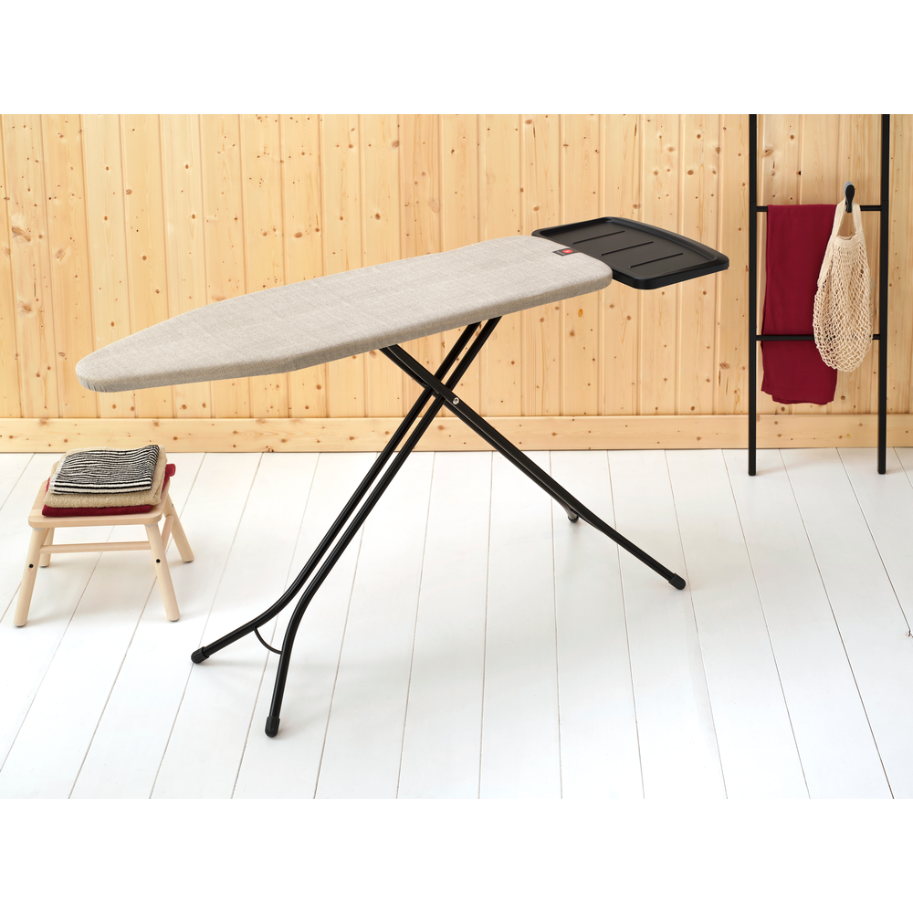 Brabantia žehlicí prkno B, 124x38cm, Pevný držák pro parní jednotku, černý rám 25mm, Denim Grey