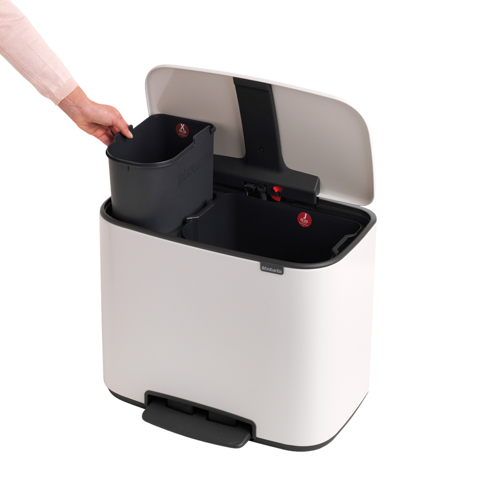 Brabantia odpadkový pedálový koš Bo - 11 + 23 L, bílá