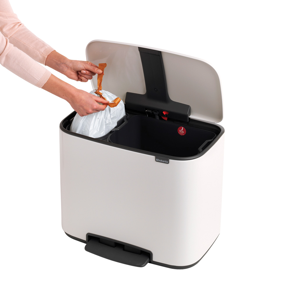 Brabantia odpadkový pedálový koš Bo - 11 + 23 L, bílá