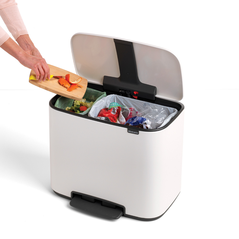 Brabantia odpadkový pedálový koš Bo - 11 + 23 L, bílá