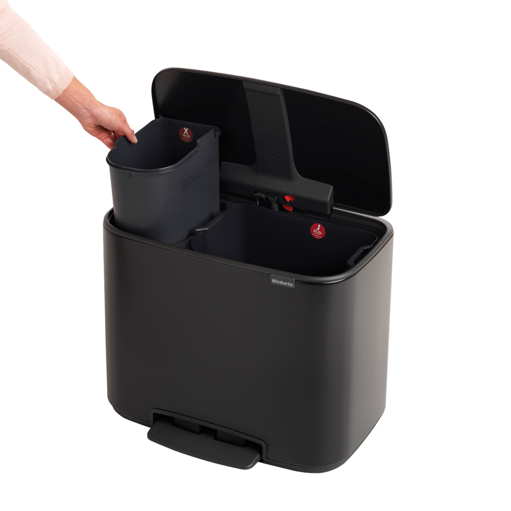 Brabantia odpadkový pedálový koš Bo - 11 + 23 L, matná černá