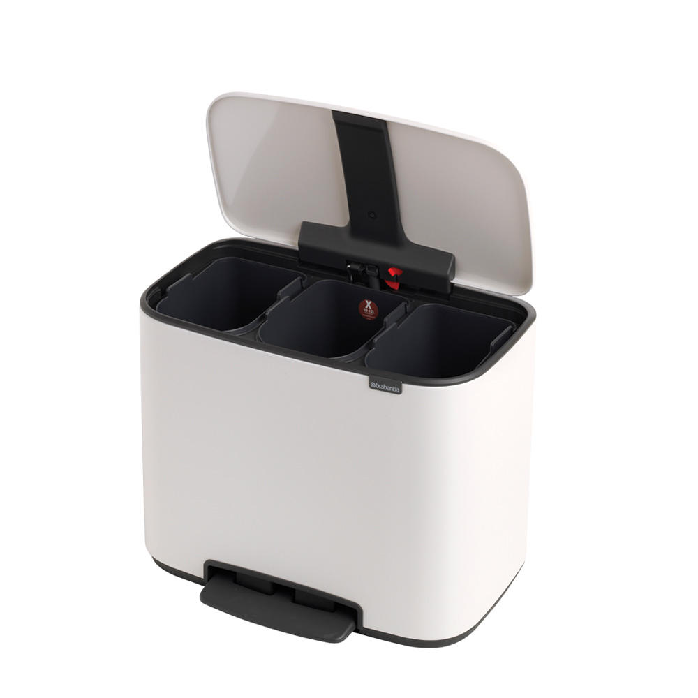 Brabantia odpadkový pedálový koš Bo - 3 x 11 L, bílá