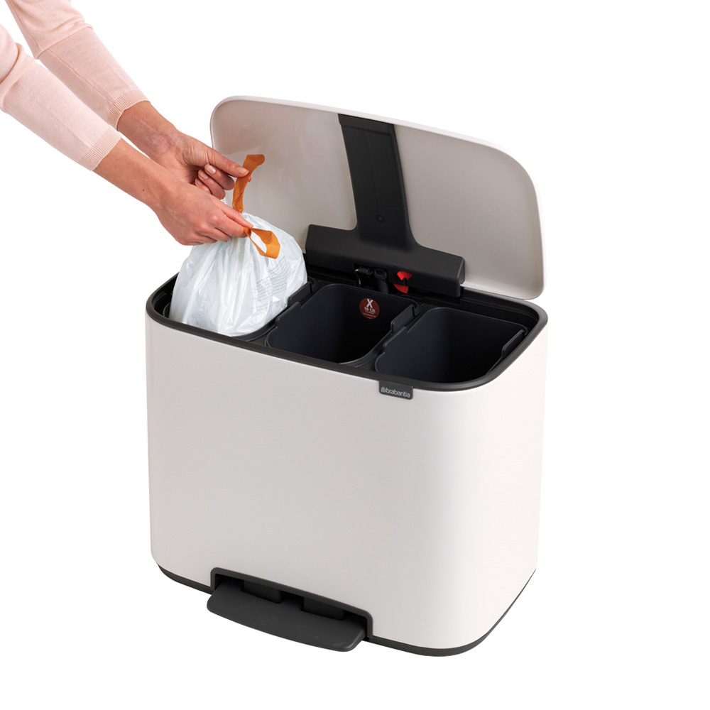Brabantia odpadkový pedálový koš Bo - 3 x 11 L, bílá