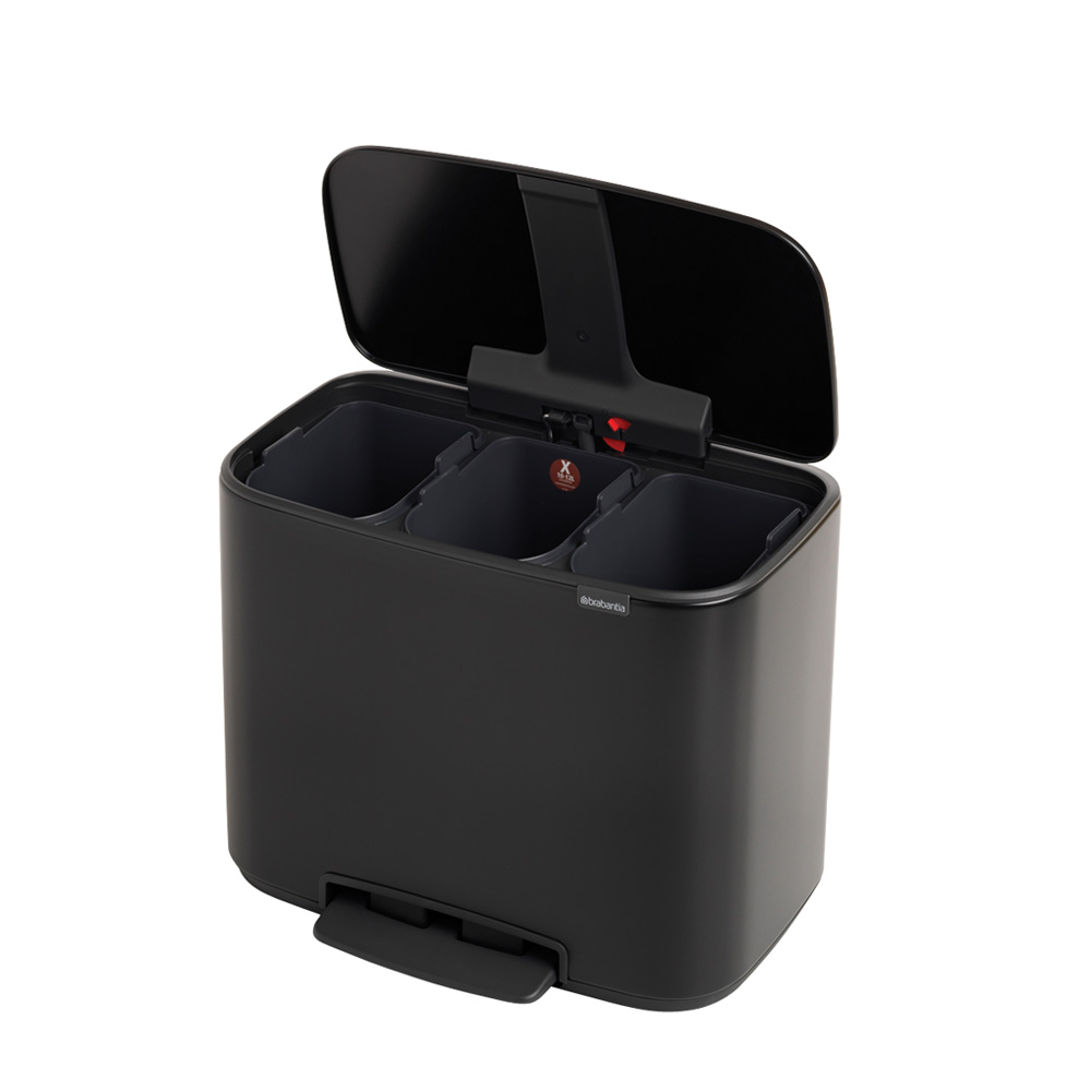 Brabantia odpadkový pedálový koš Bo - 3 x 11 L, matná černá
