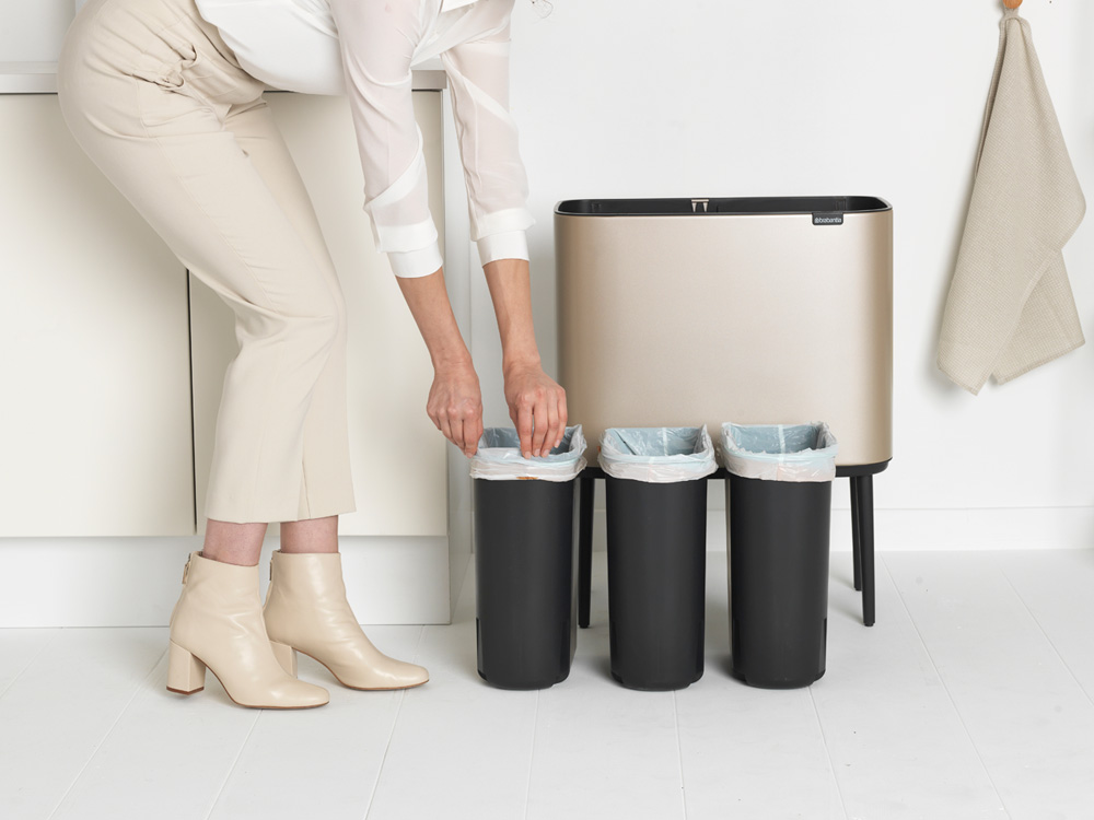 Brabantia odpadkový koš BO Touch Bin - 3 x 11 L, metalická zlatá