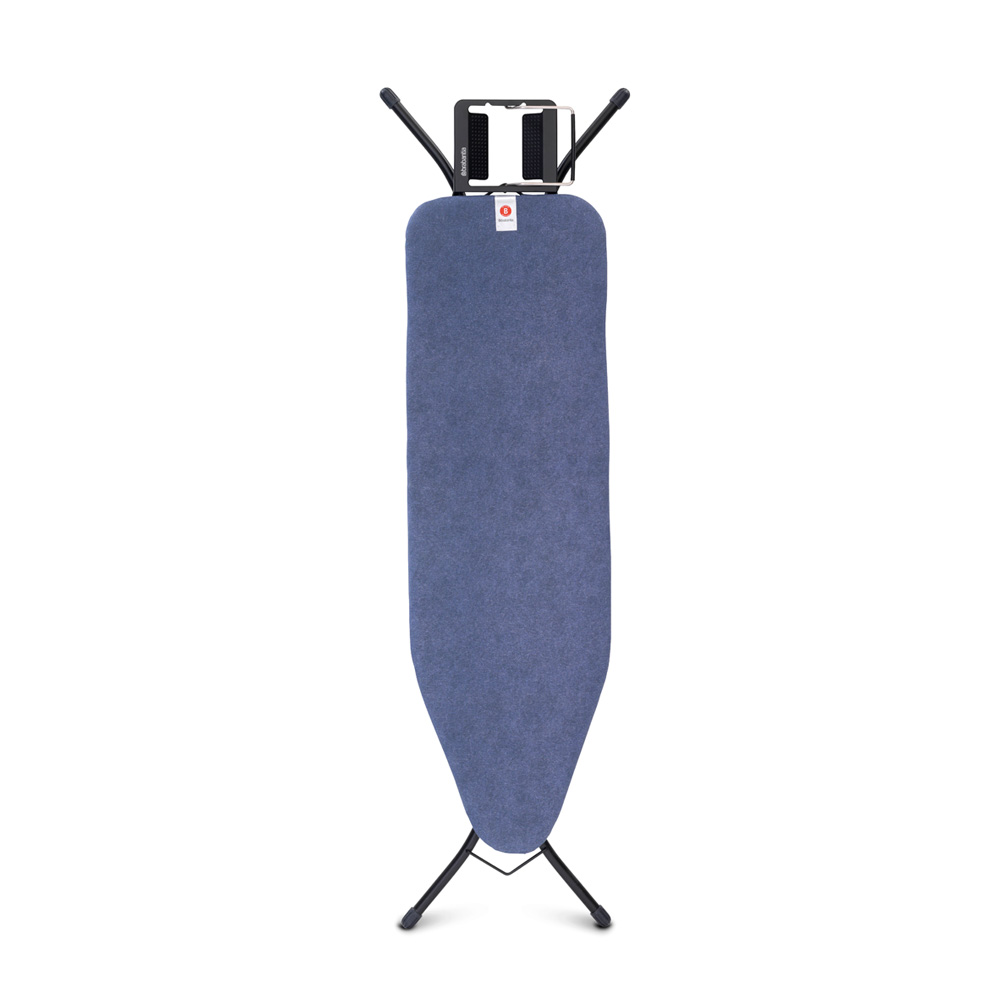 Brabantia žehlicí prkno B, 124x38cm,odkládací plocha pro žehličky, černý rám 22mm, Denim Blue