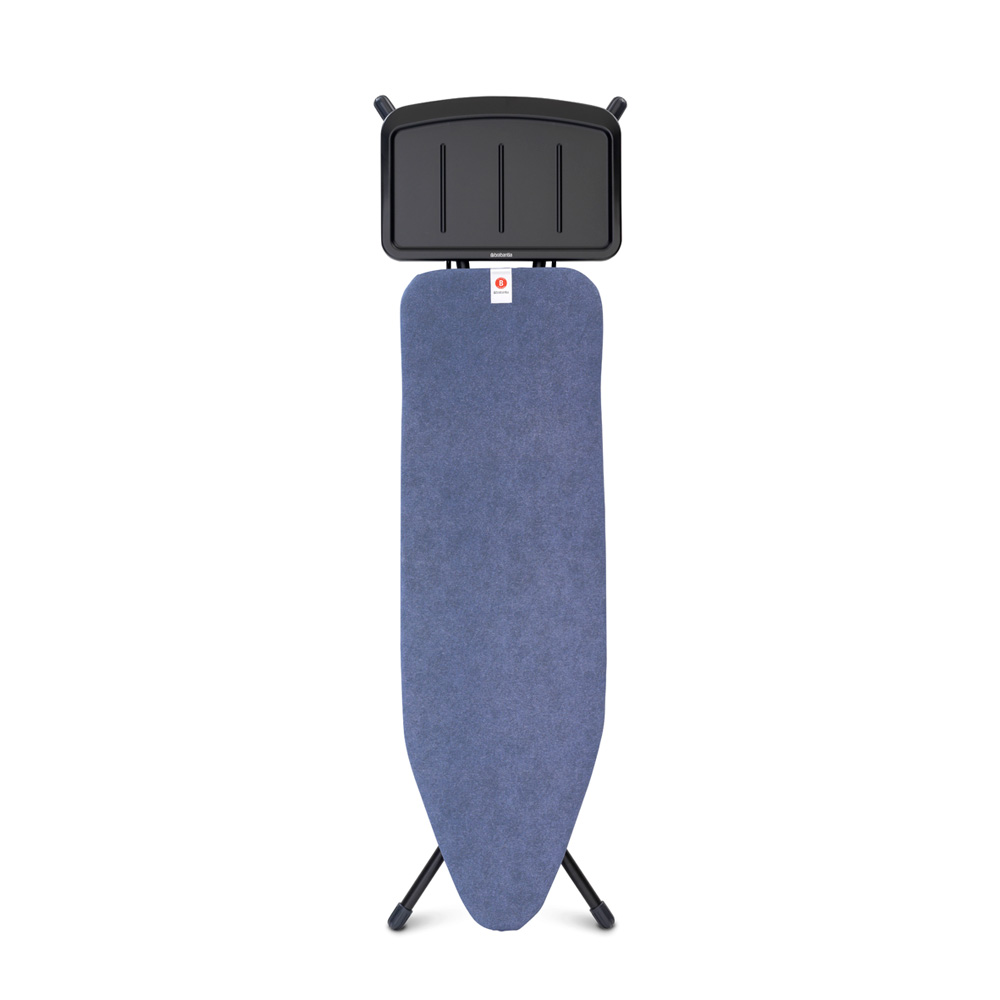 Brabantia žehlicí prkno B,124x38cm, pevný držák pro parní jednotku, černý rám 25mm, Denim Blue