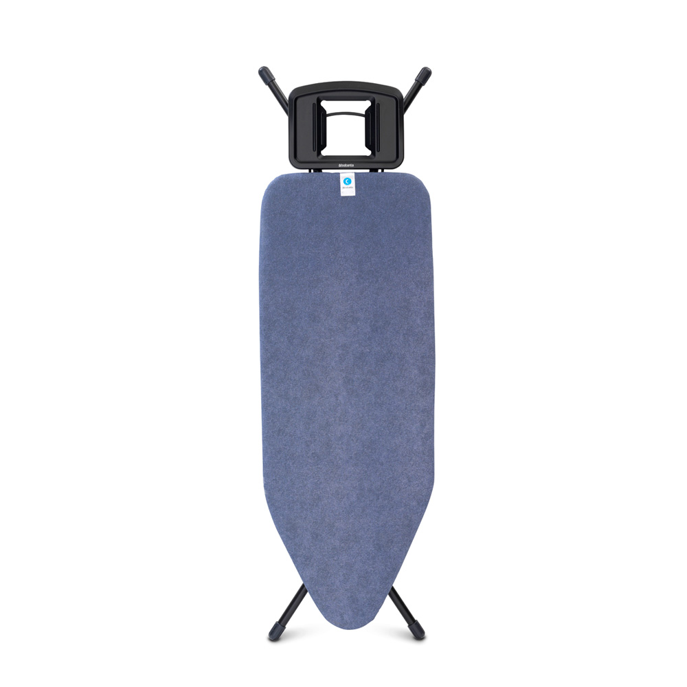 Brabantia žehlicí prkno C, 124x45cm, pevná odkládací plocha pro žehličky, černý rám 25mm, Denim Blue