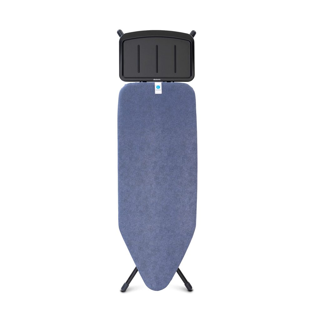 Brabantia žehlicí prkno C,124x45cm, pevný držák pro parní jednotku, černý rám, 25mm, Denim Blue