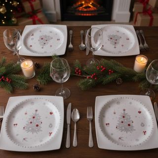 Čtvercová elegance Vánoc. 🍽️ Krása tkví v detailech! Naše porcelánová kolekce Koleda 2025 čtvercová od by inspire je...
